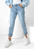 Nohavice džínosové mom fit z paskiem The New Me svetlomodré