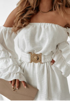 Šaty Španielsky z paskiem Luxe Looks Biela