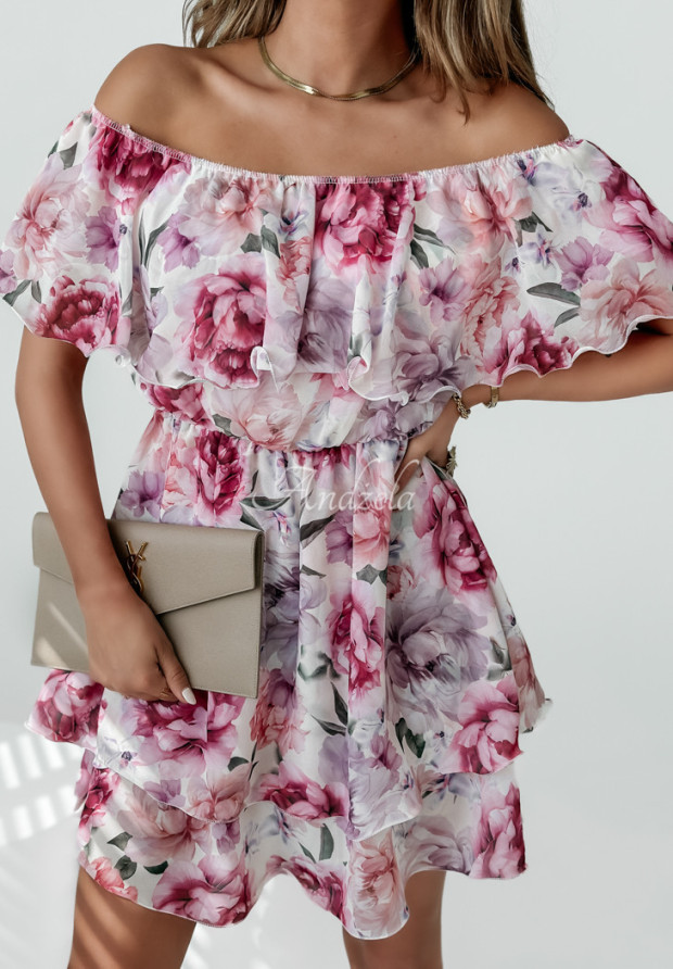 Kvetinové šaty španielka Botanical Dreamer ružovo-fialové