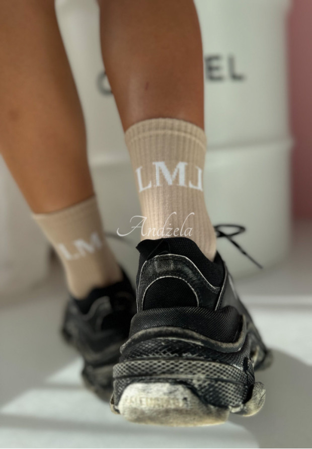 Ponožky s nápisom La Manuel Boss béžové