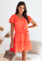 Šaty z falbankami i paskiem Dreamy Designs oranžová