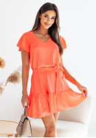 Šaty z falbankami i paskiem Dreamy Designs oranžová