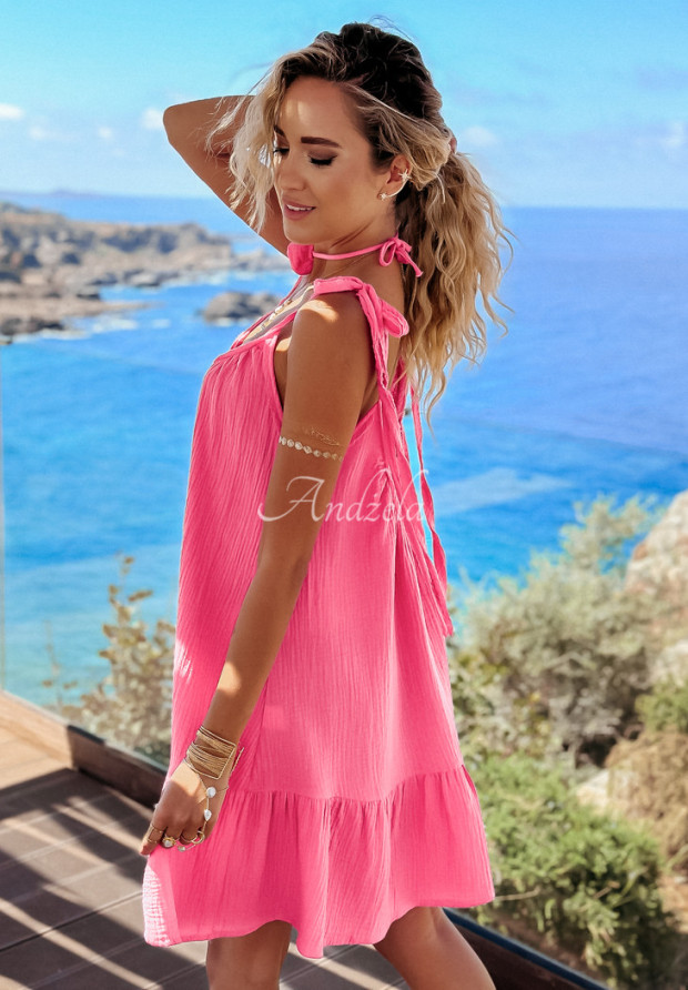 Mušelínové šaty na ramienka Aloha Beaches ružová