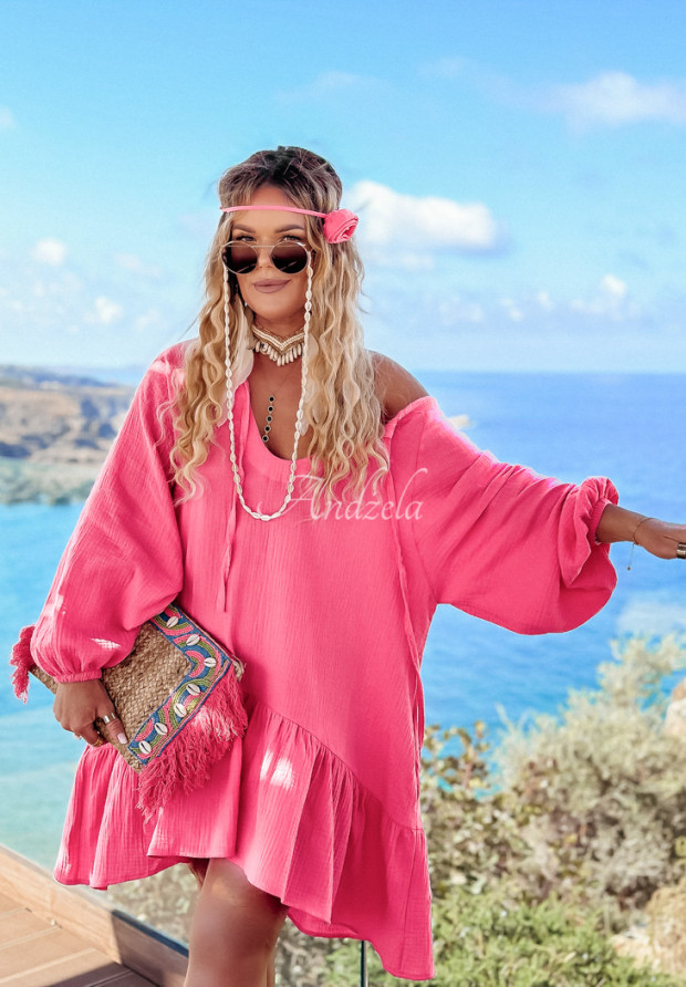 Mušelínové šaty oversize Aloha Beaches ružová