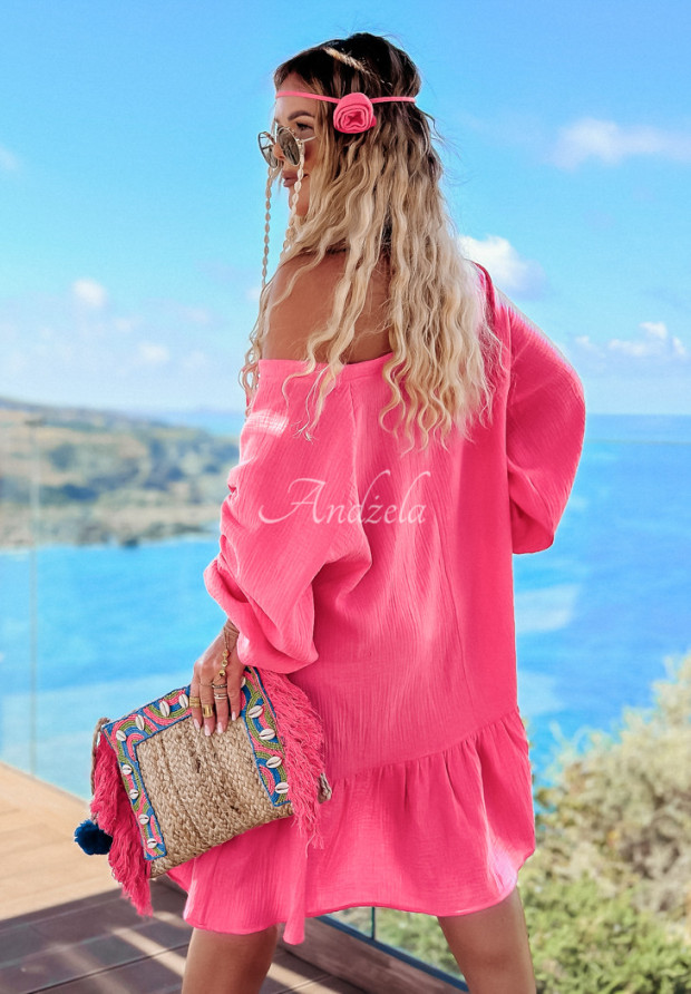 Mušelínové šaty oversize Aloha Beaches ružová