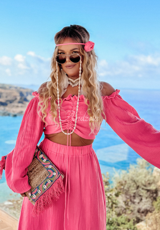 Dlhá mušelínová sukňa Aloha Beaches ružová