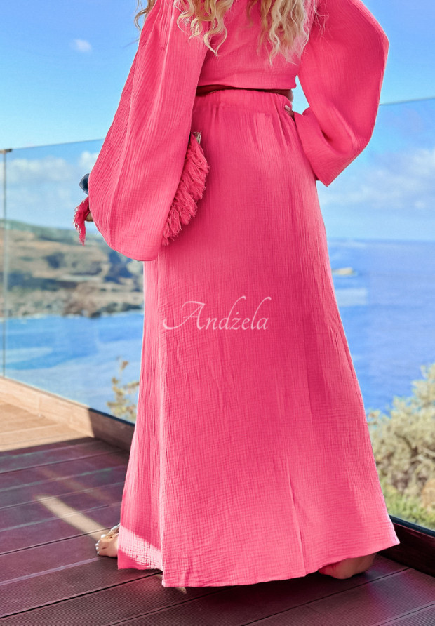Dlhá mušelínová sukňa Aloha Beaches ružová