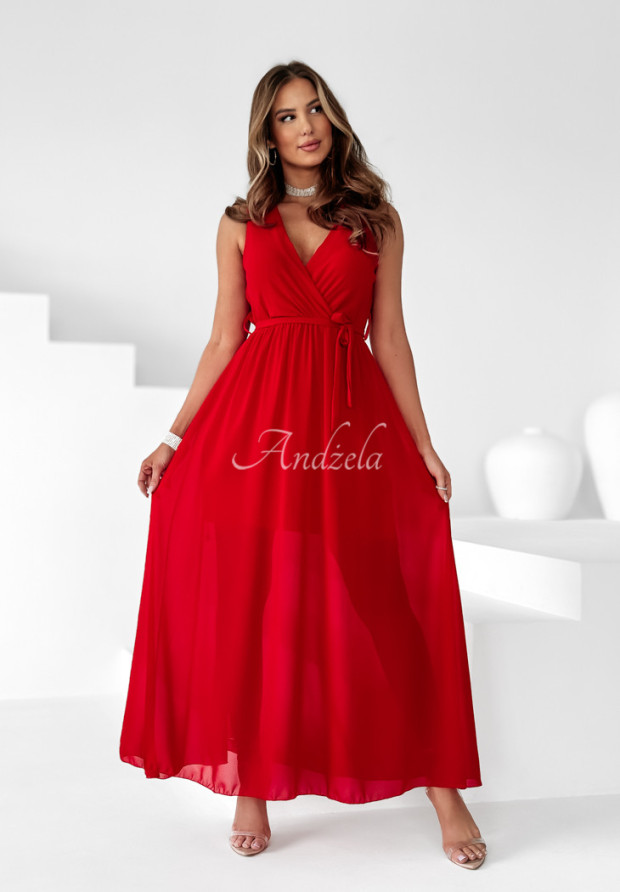 Šaty s ozdobnými ružami a opaskom Enchanted Florals červená