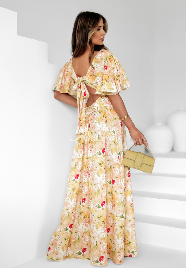 Kvetinové maxi šaty s volánikmi Petal Party žltá