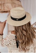 Pletený klobúk Sunscreen Kisses béžový