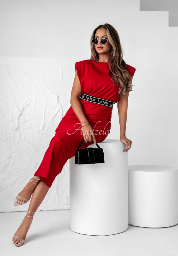 Rebrovaná súprava šaty a blúzka Basic Beauty červený