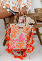 Pletená kabelka s flitrami a strapcami Coral Reef béžová