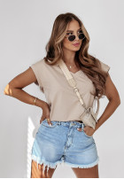 Tričko V-neck bežový