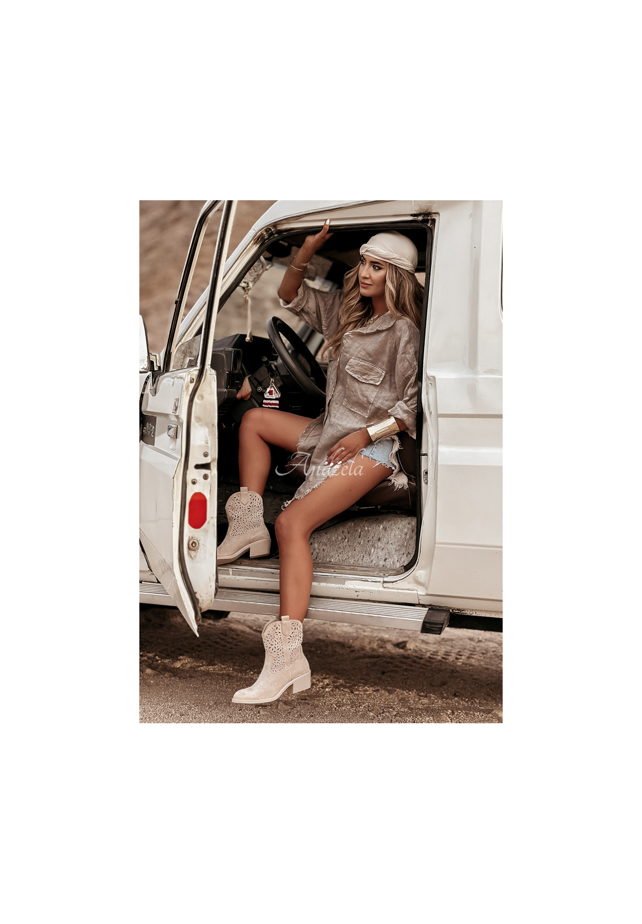 Dlhá ľanová košeľa s vreckami Take A Trip Mokka