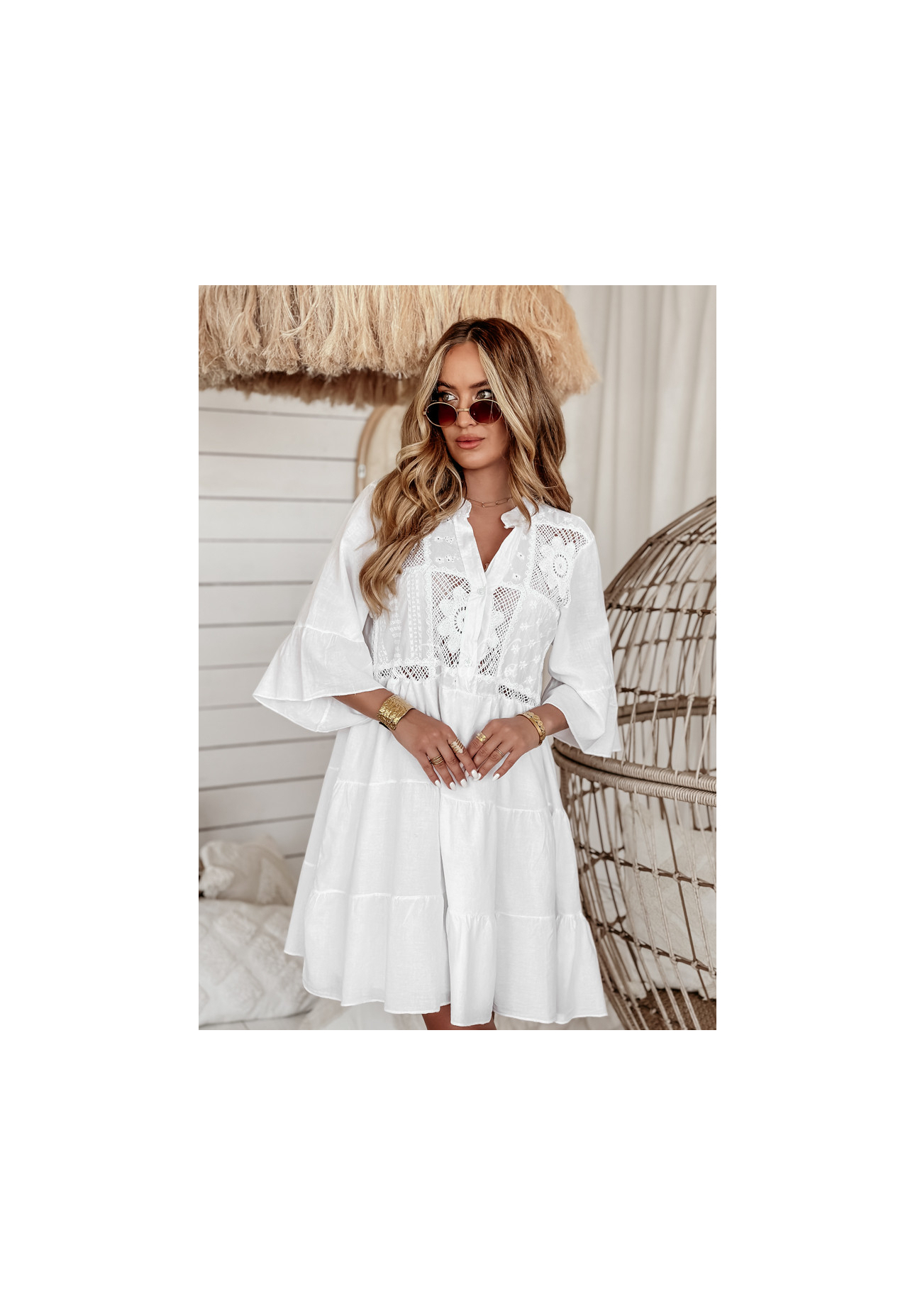 Ažúrové šaty boho Vacay Ready Biela