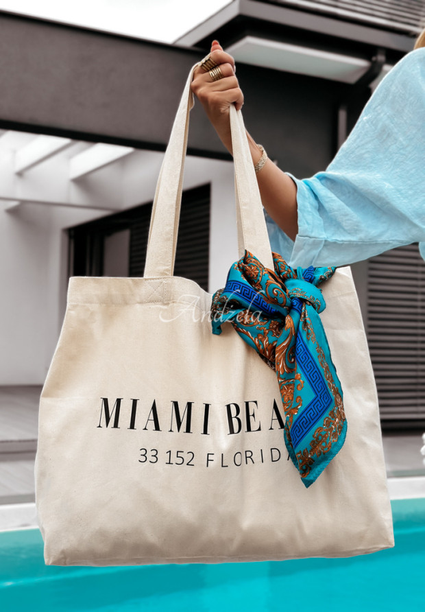 Plátená kabelka Miami Beach Florida svetlobéžová