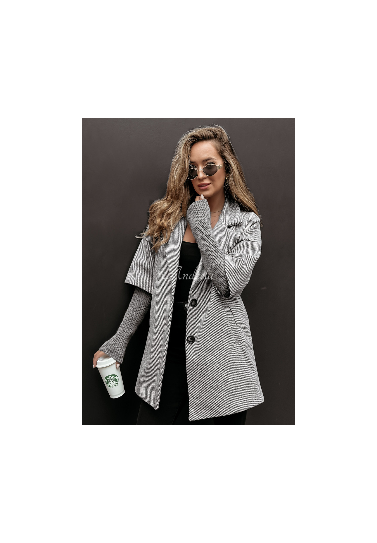 Kabát oversize Leaves Of Autumn sivý