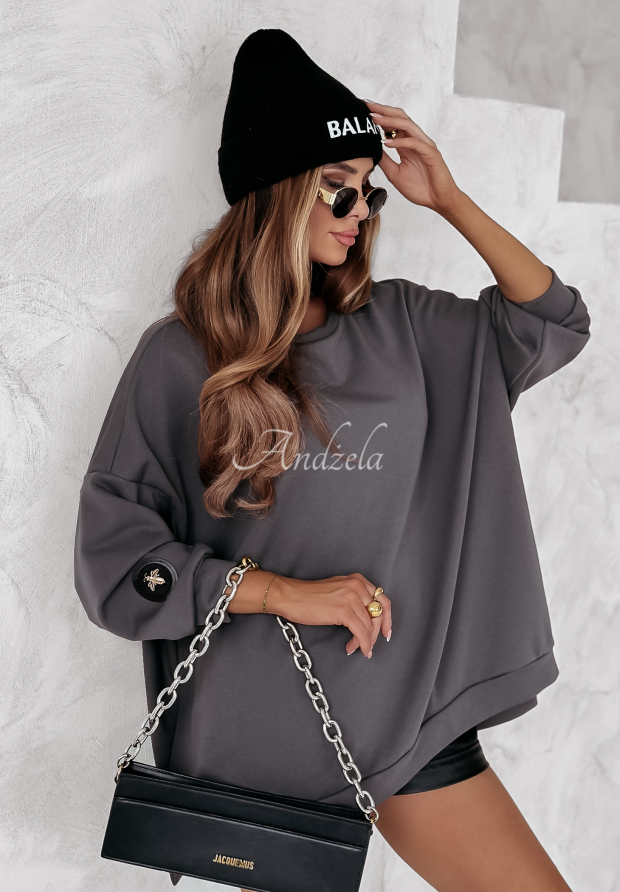 Mikina oversize Active Queens  grafitov&aacute;