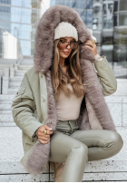 Bunda parka z futerkiem Avenue khaki