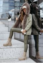 Bunda parka z futerkiem Avenue khaki