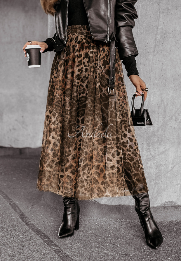 Tylov&aacute; sukňa maxi Living Wild s leopard&iacute;m vzorom