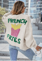 Kardigan z napisem French Fries svetlobéžový