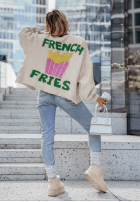 Kardigan z napisem French Fries svetlobéžový