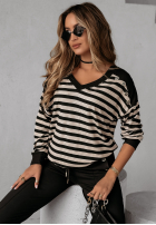 Blúzka w paski z koronką Lace & Stripes čierno-béžová