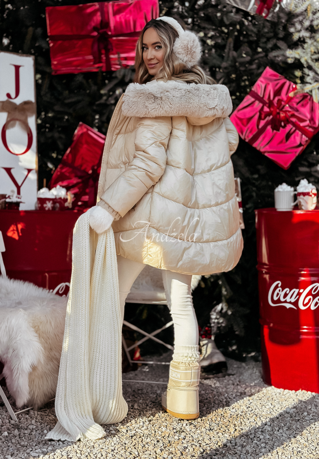 Prešívaná bunda s kožušinou Winter To Go béžová