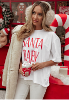 Vianočný Tričko z nadrukiem Santa Baby Biela