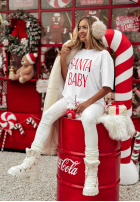 Vianočný Tričko z nadrukiem Santa Baby Biela