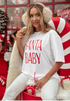 Vianočný Tričko z nadrukiem Santa Baby Biela