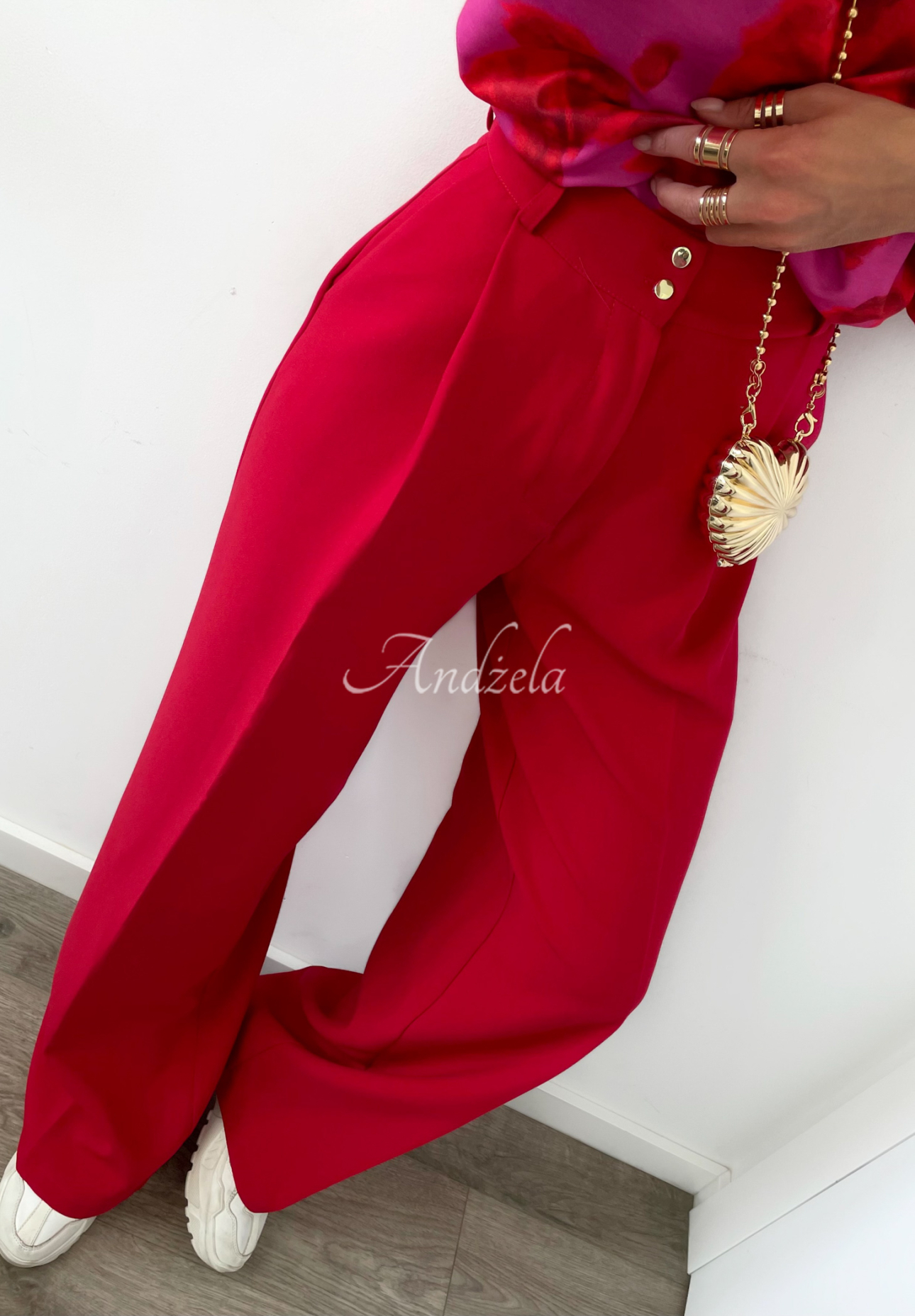 Elegantné nohavice wide leg La Milla Avenue červené