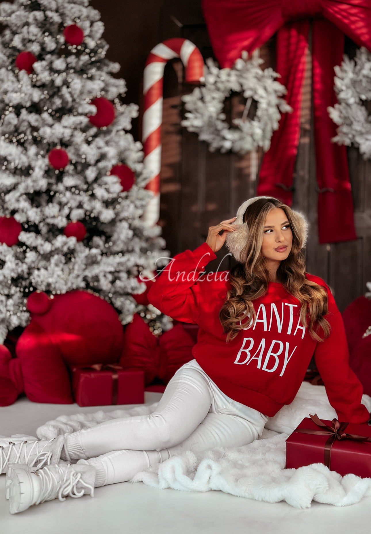 Vianočná mikina s potlačou Santa Baby červená