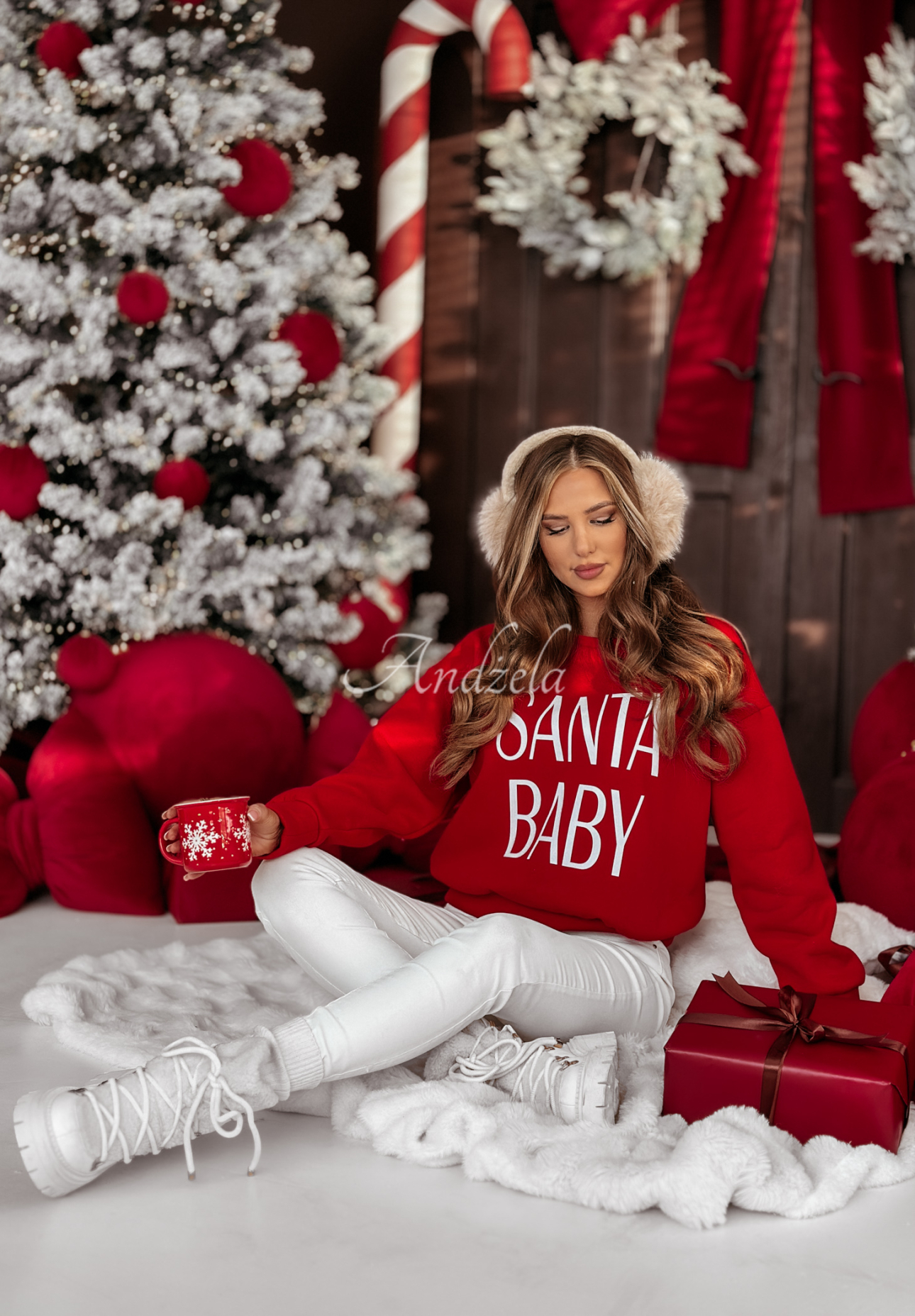 Vianočná mikina s potlačou Santa Baby červená