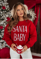 Vianočná Mikina z nadrukiem Santa Baby červená