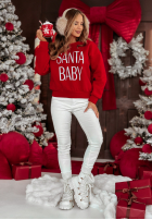 Vianočná Mikina z nadrukiem Santa Baby červená