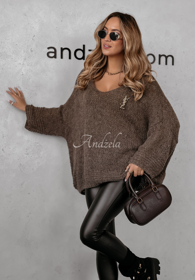 Sveter oversize Gentle Cuddle čokol&aacute;dov&yacute;