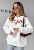 Mikina oversize z napisem Milano Amore Biela