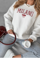 Mikina oversize z napisem Milano Amore Biela