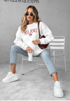 Mikina oversize z napisem Milano Amore Biela