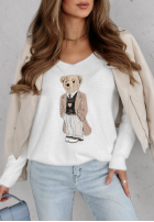 Sveter oversize z misiem Casual Teddy ecru