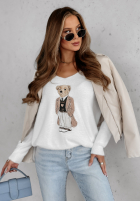 Sveter oversize z misiem Casual Teddy ecru