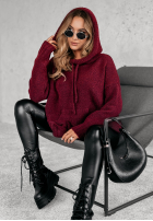 Sveter oversize s kapucňou Carra bordová
