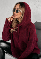 Sveter oversize s kapucňou Carra bordová