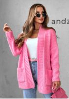 Krótki kardigan oversize Cozy Drape ružový