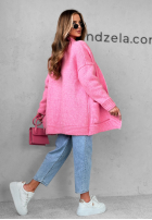 Krótki kardigan oversize Cozy Drape ružový