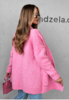 Krótki kardigan oversize Cozy Drape ružový