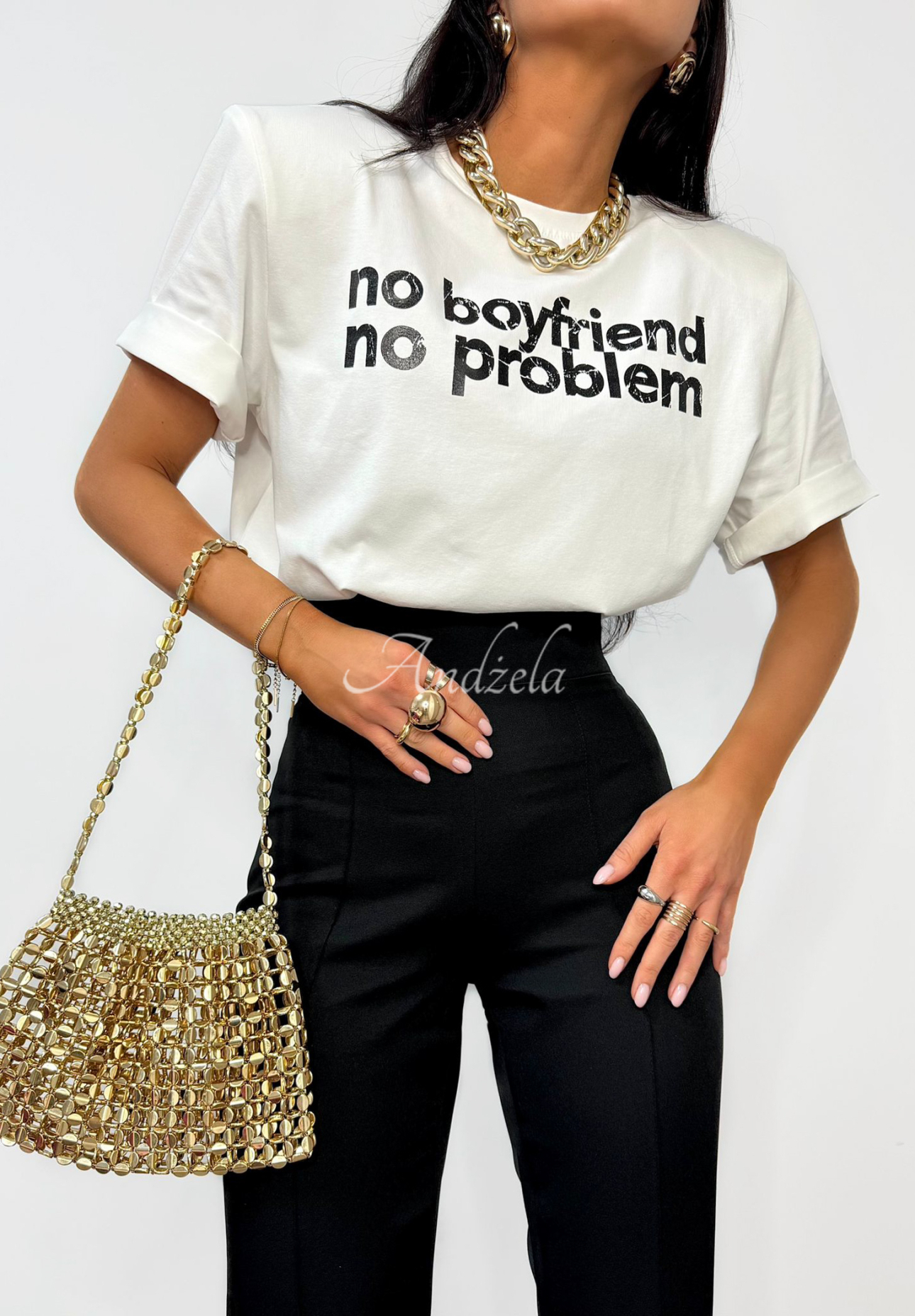 Tričko s potlačou La Milla No Boyfriend No Problem ecru