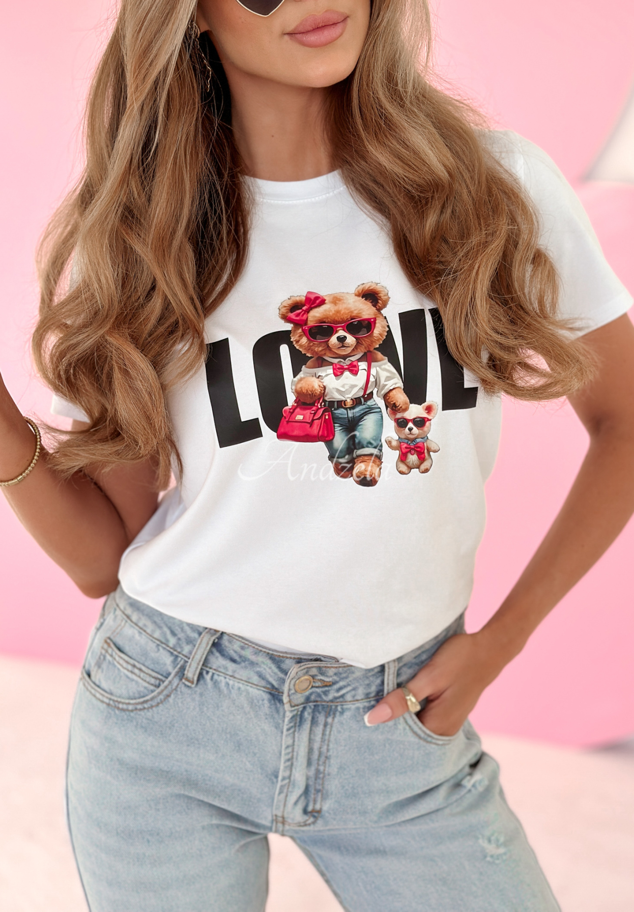 Tričko s potlačou Love Miss Bear Biela